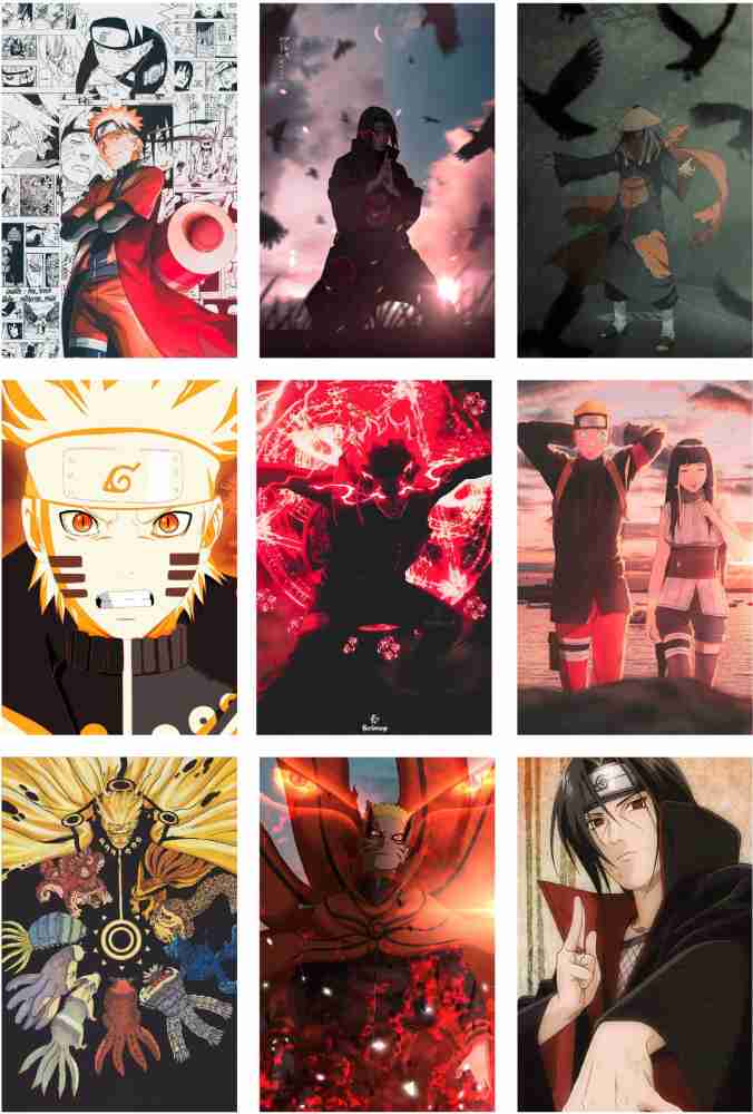 NARUTO ANIME WALL POSTER, PACK OF 18 wall collage kit, ANIME WALL COLLAGE6  * 4 inches, Naruto Uzumaki, Sasuke Uchiha