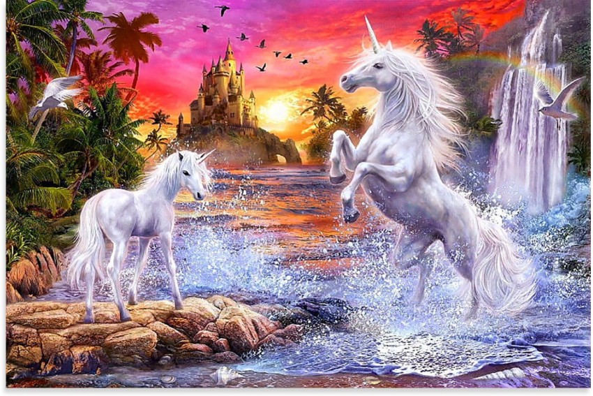 Magical Unicorn Girls Bedroom Wallpaper Multicoloured Metallic Love