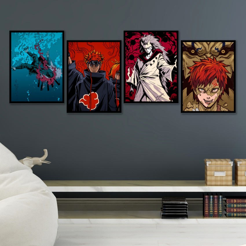 Anime Framed Poster Naruto-1 Anime Painting Wall Frame, Wall Art Laminated  Poster With White Frames, Set of 4 Paper Print - Anime posters - Animation  & Cartoons posters in India - Buy