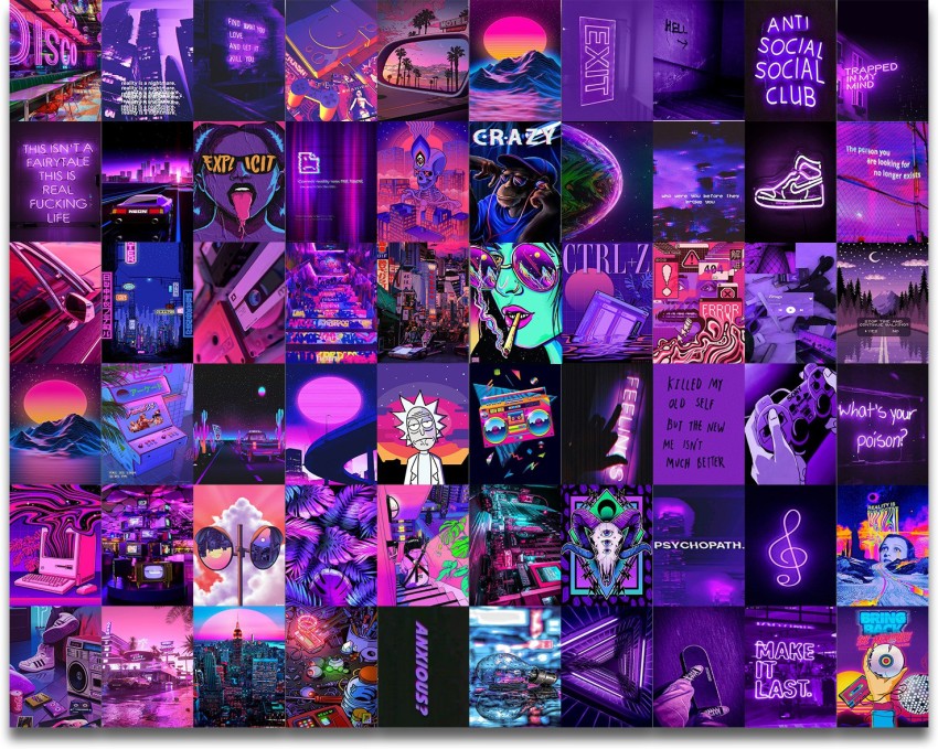 set of 60 neon collage wall poster for room size_6x4 inch collage of neon  posters Paper Print - Animation & Cartoons posters in India - Buy art,  film, design, movie, music, nature
