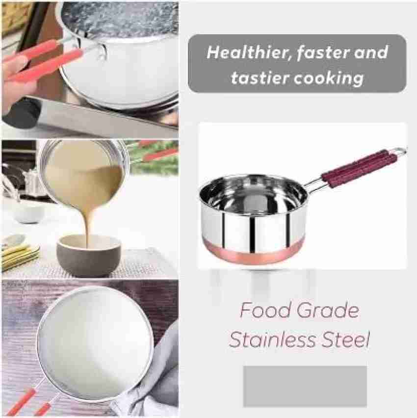 Stainless Steel Copper Bottom Induction Base Sauce Pan Cookware with Handle  1 L