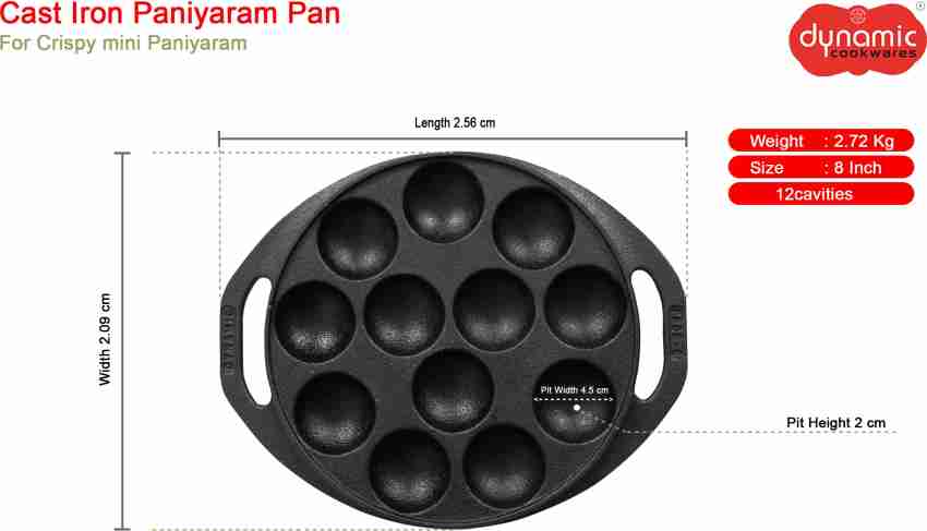 Aarogyam Cast Iron Paniyaram,Appe,,Ponganalu,Paddu Pan 9.4 inch (25 cm) 2.8  kg