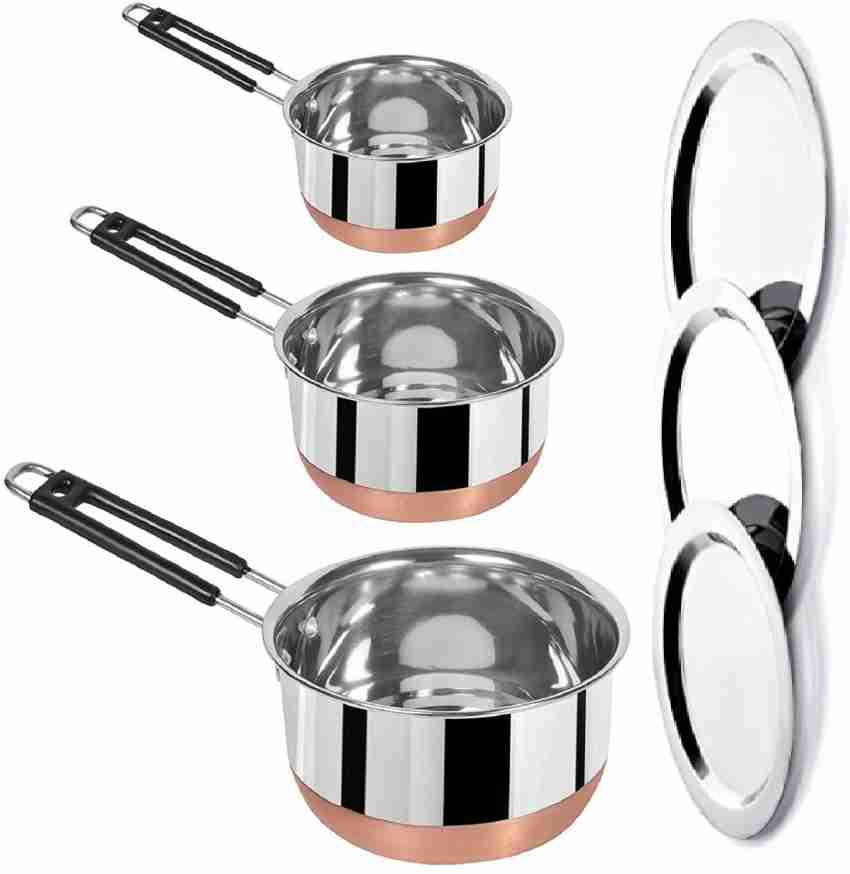 RBGIIT Milk Pot SaucepanSteel Milk Pan with Lids Induction And gas Stove  Cookware Set Price in India - Buy RBGIIT Milk Pot SaucepanSteel Milk Pan  with Lids Induction And gas Stove Cookware