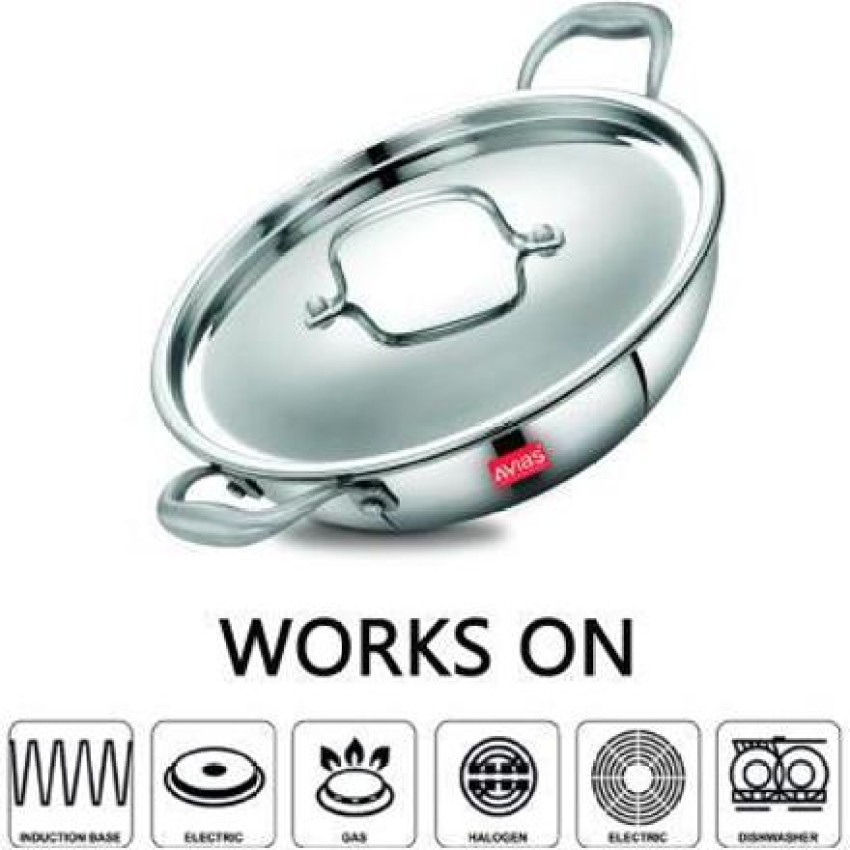 Anantaraa Triply Stainless Steel Kadhai/Kadai with SS Lid and Riveted  Handles - 26 cm, 3.6 LTR (Induction Friendly)