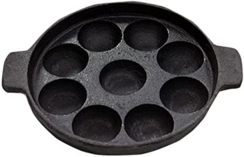 The Indus Valley Pre-Seasoned Cast Iron Paniyaram Pan (12 Pits - Twin  Handle),Black