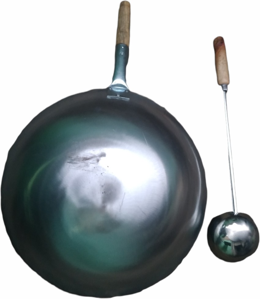 A S Enterprises 18 inch Shiny Quoted Chinese woks Chinese Iron Kadai with  Wooden Handle,Wok Wok 6 L capacity 40 cm diameter Price in India - Buy A S  Enterprises 18 inch