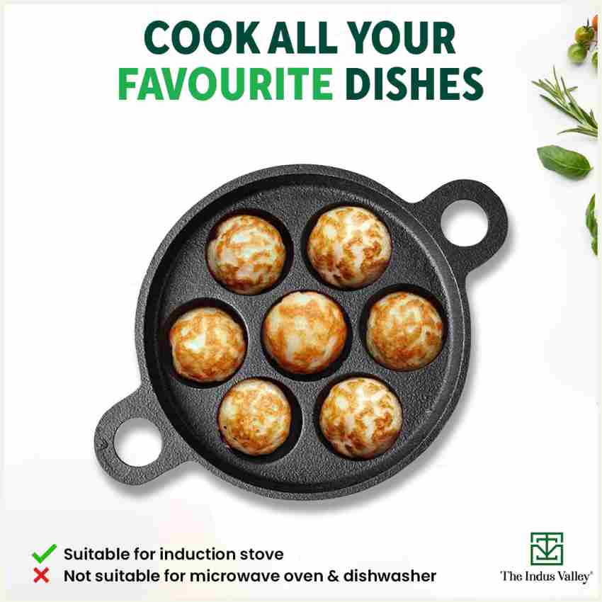 Buy The Indus Valley Black Cast Iron Combo of 9 Pit Non Stick Paniyaram and Appam  Pan Online at Best Prices in India - JioMart.