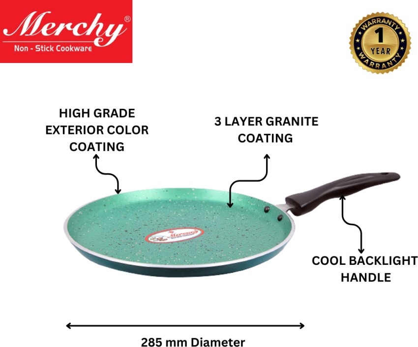 Granito Non Stick Tawa, Flat, 25cm, Induction and Gas Stove Compatible