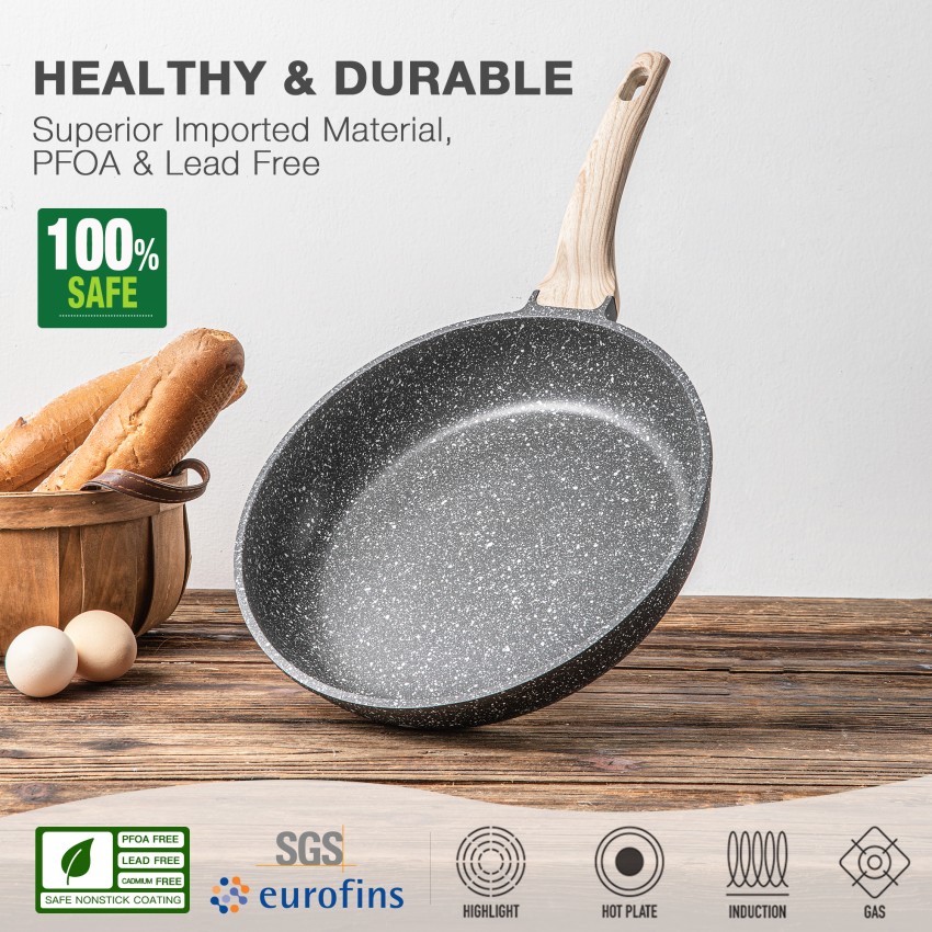 Buy Carote Non Stick Frying Pan, Granite Omlette Egg Pan, Induction&Gas Fry  Pan, Fish Pan, 24cm, White Online at Best Prices in India - JioMart.