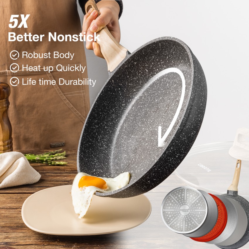 Buy Carote Non Stick Frying Pan, Granite Omlette Egg Pan, Induction&Gas Fry  Pan, Fish Pan, 24cm, White Online at Best Prices in India - JioMart.