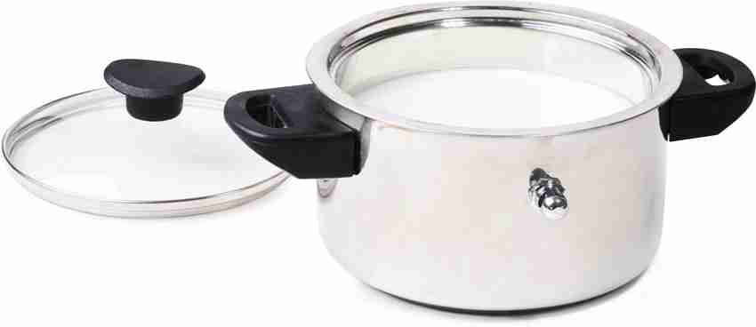 The Indus Valley Stainless Steel Milk Cooker Boiler Pot with Glass Lid 7.4 inch Pot 19 cm diameter 1.5 L capacity with Lid Price in India Buy The Indus Valley Stainless Steel