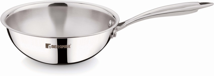 Bergner Argent-Mini Triply Stainless Steel Kadai/Indian Wok with Steel –  Rosh Cookwares.