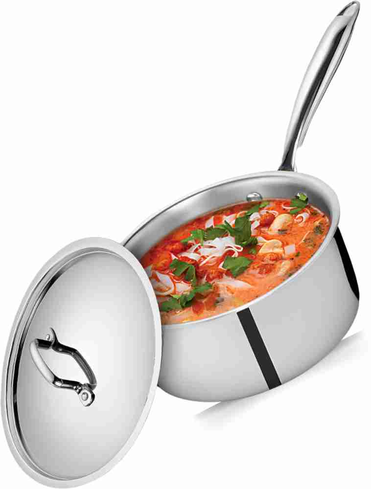 Stainless Steel Saucepan With Lid, Triply Stainless Steel Heavy Bottom  Saucier Pot Patila Cookware