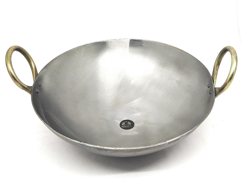 PTR Aluminum Kadai Frying Pan Cooking for Kitchen Silver (1 Litre)