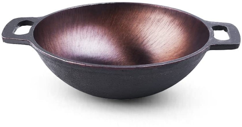 Cast Iron Kadhai Wok for Cooking (Pre-Seasoned, Smooth) by Indus Valley