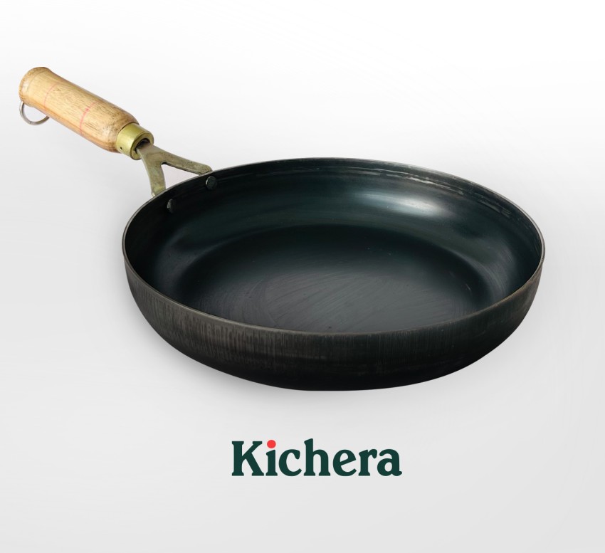 KITCHEN SHOPEE iron Handmade Roti Chapati Tawa with Wooden Handle 9 in iron  fry pan 10 in Fry Pan 22.86 cm, 25.4 cm diameter 5.08 L capacity Price in  India - Buy