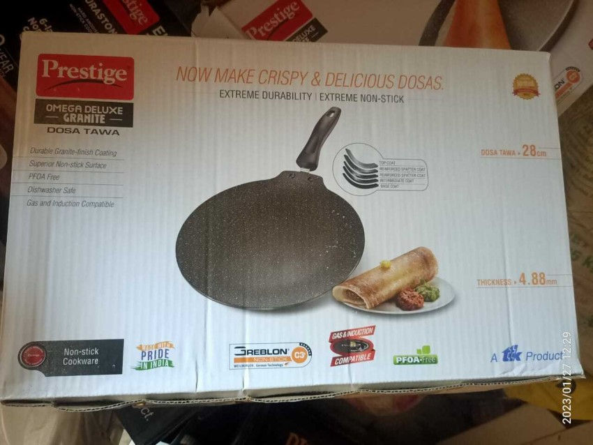 Prestige Omega Deluxe Granite-finish Coated Aluminium Non-Stick Dosa Tawa  (Black)