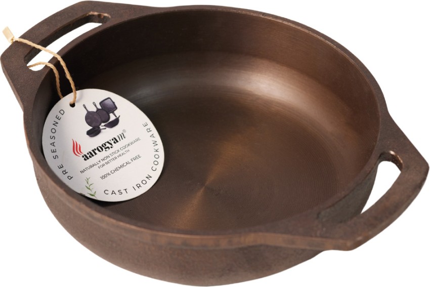 Fry Kadai, Flat Cast Iron Kadai, Pre-Seasoned