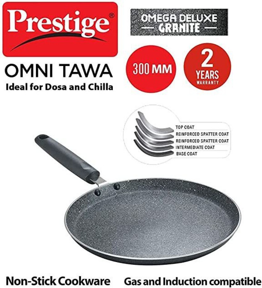 Prestige Omega Die-Cast Plus Non Stick Induction Base Tawa (Black)