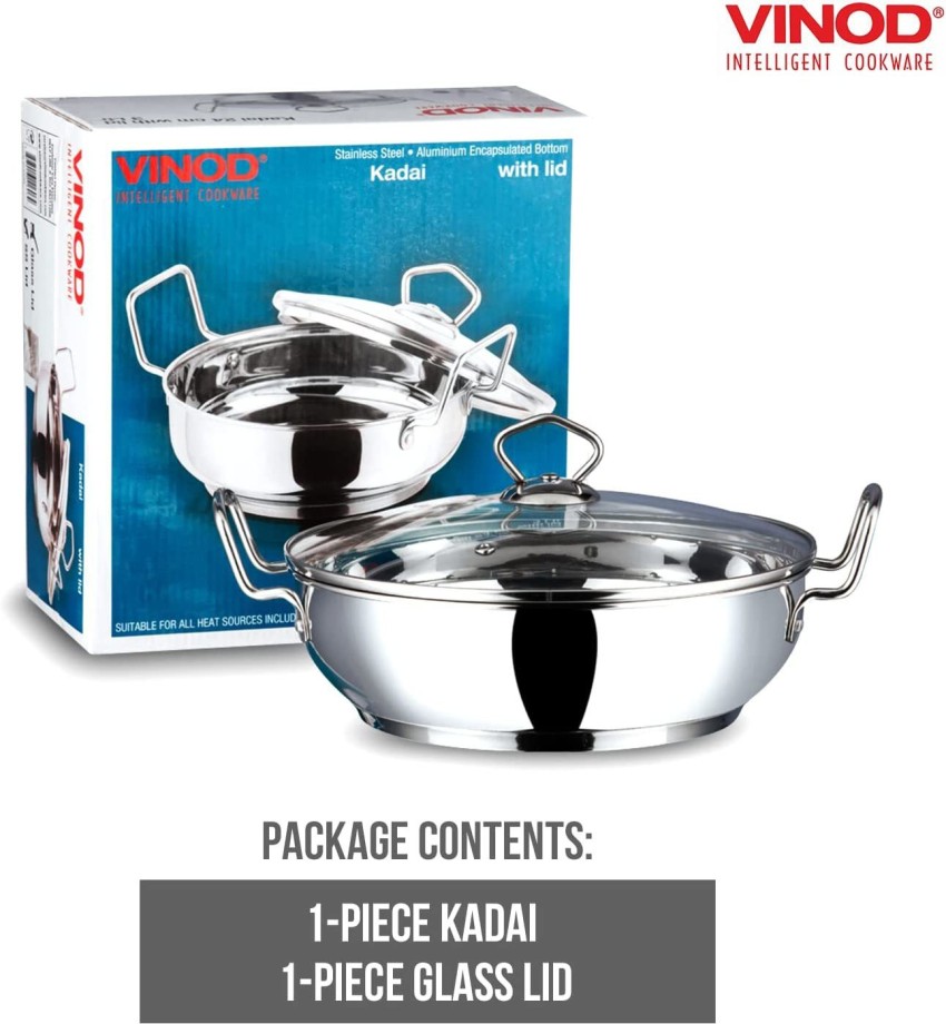 Vinod Stainless Steel Kadai with Lid 4.5 Liters