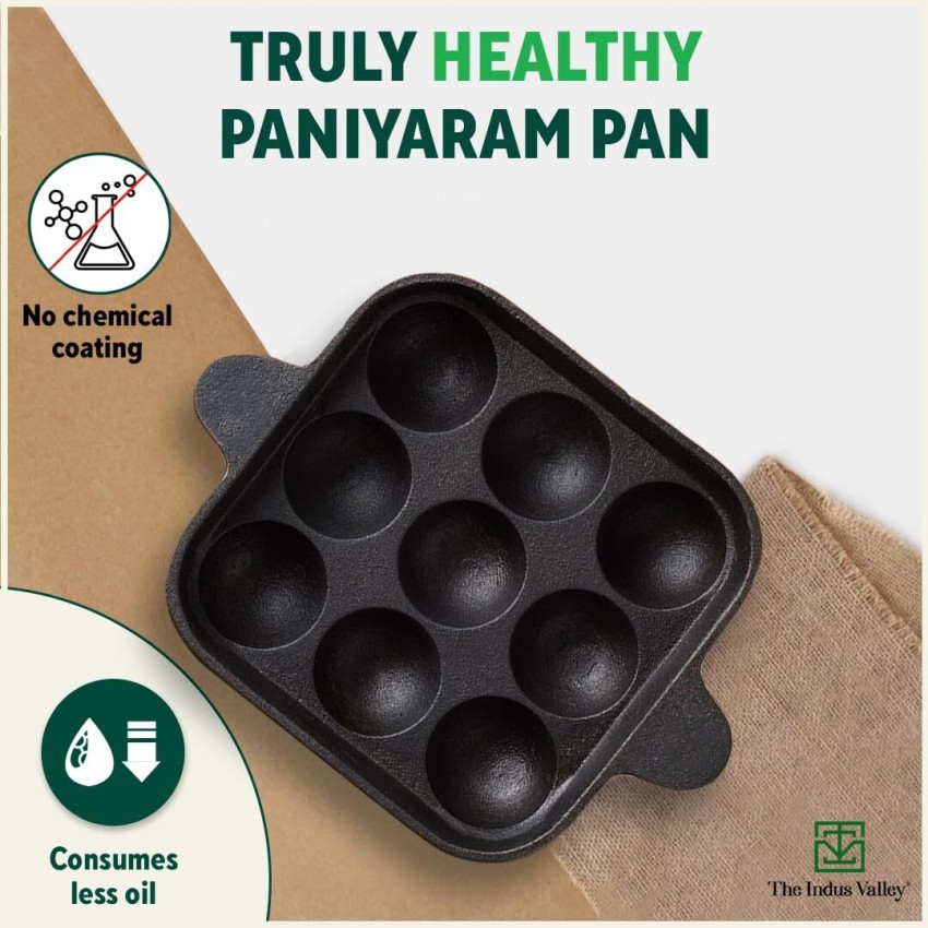 CASTrong Cast Iron Paniyaram/Appe Pan,Pre-seasoned, Natural