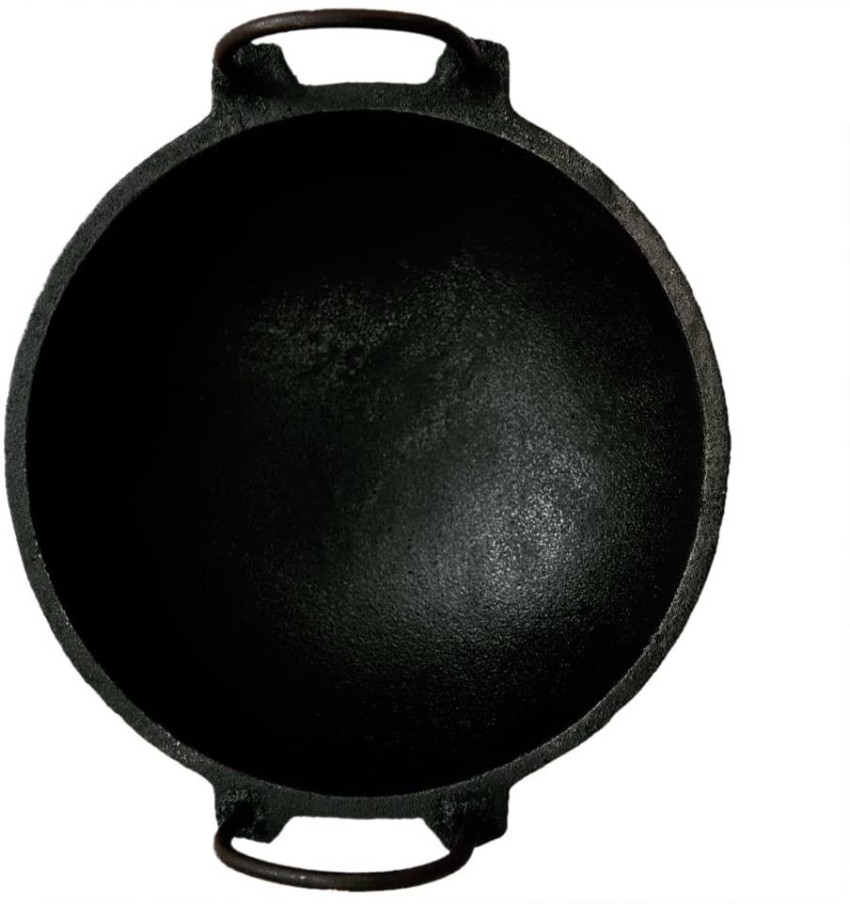 Cast Iron Kadai, Pre Seasoned with Organic Kitchen Use Oil ( 7