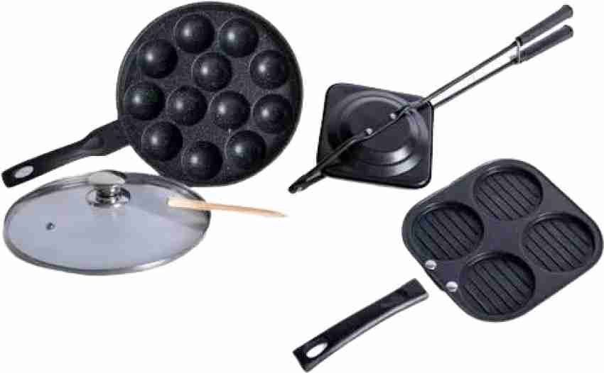  Meyer Pre Seasoned Cast Iron 7 Cavity Appam Patra Paniyarakkal, Paniyaram, Appam Pan, Pan Cake Maker, Appam Maker, Ponganal Maker, Kuzhi Paniyaram