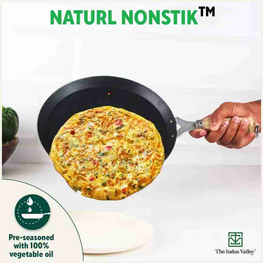 100% Pure Sheet Iron Tawa, Wooden Handle, Seasoned, Toxin-free, Induction,  26cm, 1kg