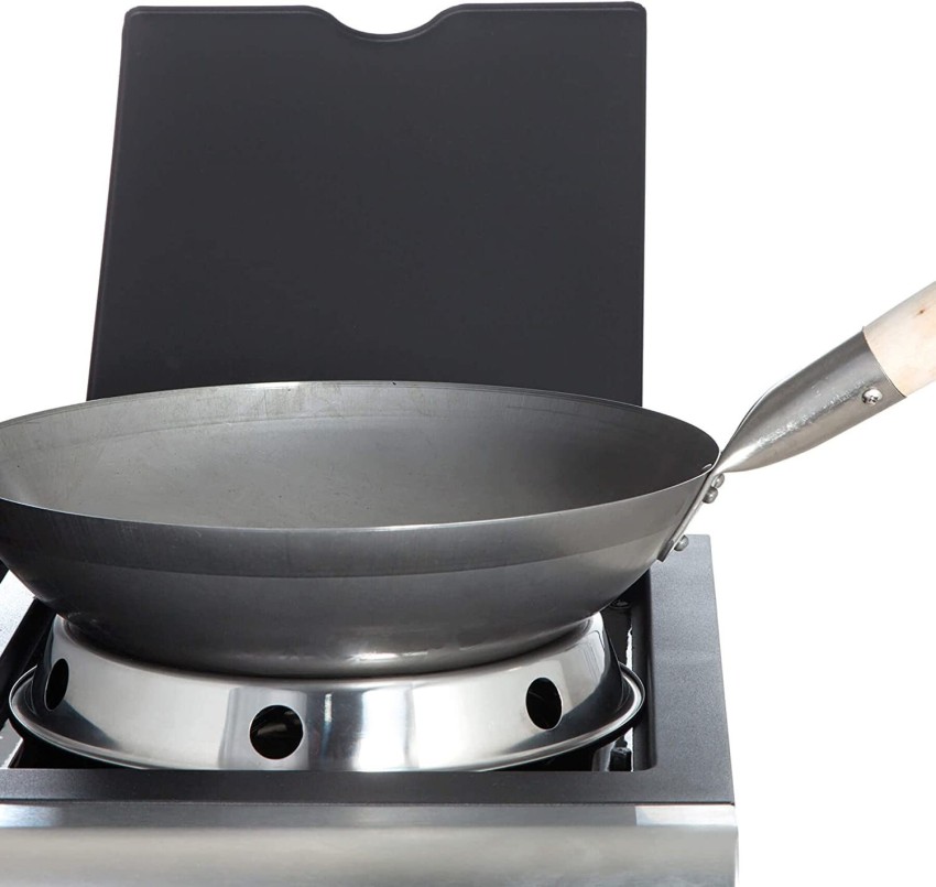 SAIFPRO Mild Steel MS Chinese Wok, for Home, Hotel (Size 14.5inch