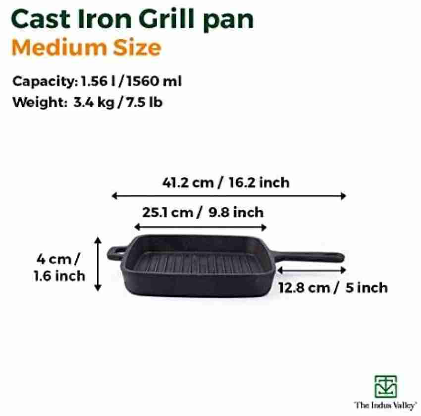 Indus Valley Cast Iron Cookware set - kadai( 2.5L) +skillet fry pan (1.5L)  + cast iron dosa tawa (10 inch) Black 