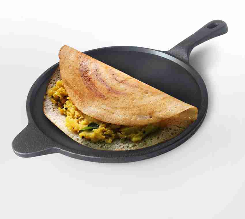 Lohā Cast Iron Pre-Seasoned Dosa Pan, 10 Inches