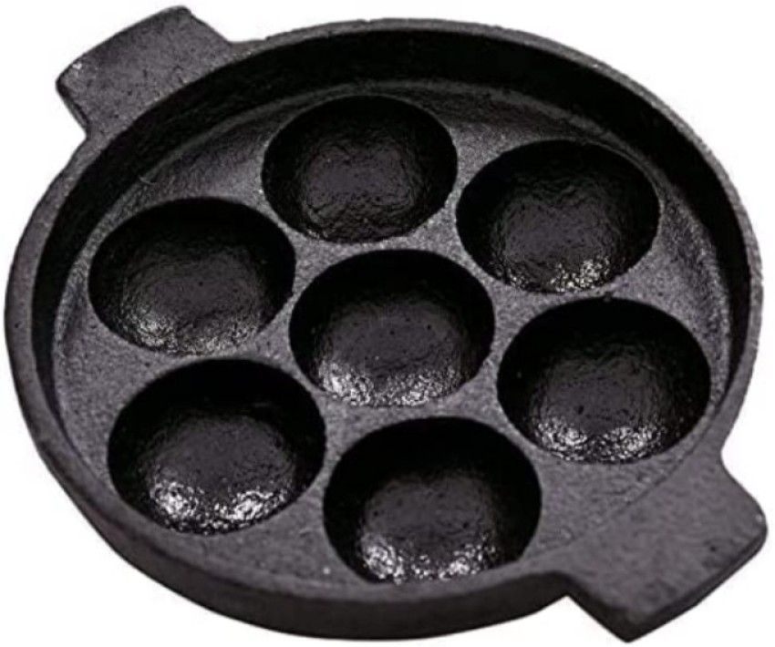 Proudly India 12 Pits Cast Iron Kuzhi Paniyaram Pan, Appam Patra