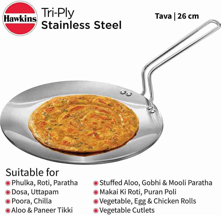 Prabha Tri-ply Stainless Steel Induction Compatible Roti Tawa Flat