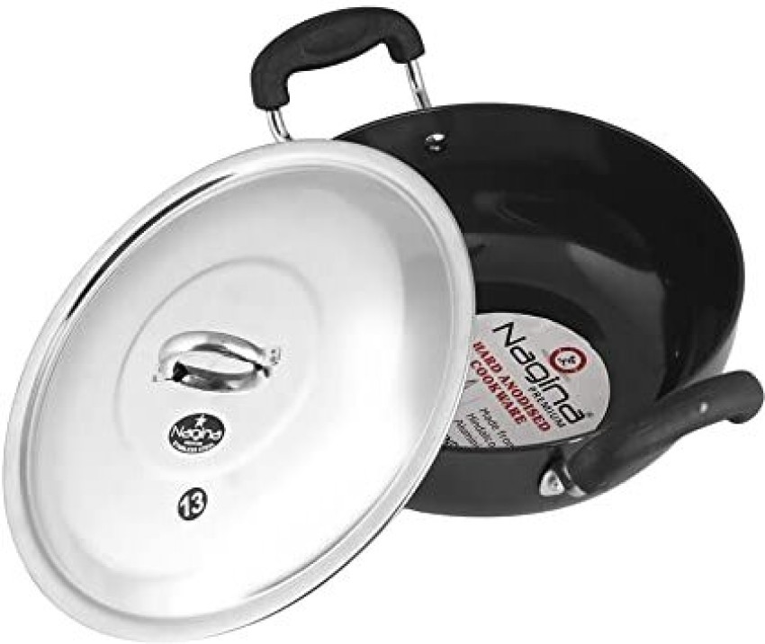 SHRIYA Hard Anodised Kadai with Stainless Steel Lid Aluminium Non-Stick  Kadhai Deep Fry Pan Indian kadhai Multipurpose Non Stick All Purpose Pan