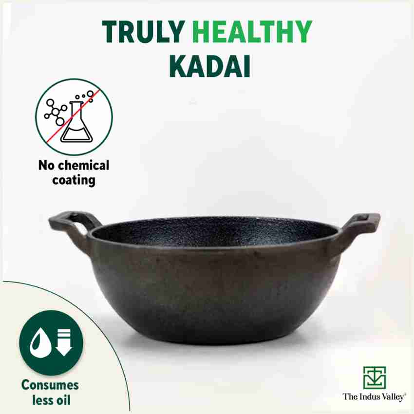 Cast Iron Kadai, Machined Smooth, 10 Inches