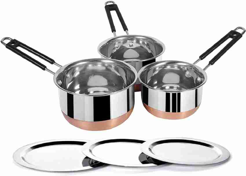 RBGIIT Pack of 3 Stainless Steel SS-11 Stainless Steel Sauce Pan