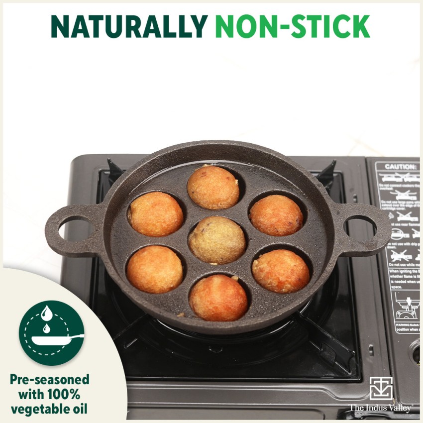 Buy The Indus Valley Black Cast Iron Combo of 9 Pit Non Stick Paniyaram and Appam  Pan Online at Best Prices in India - JioMart.