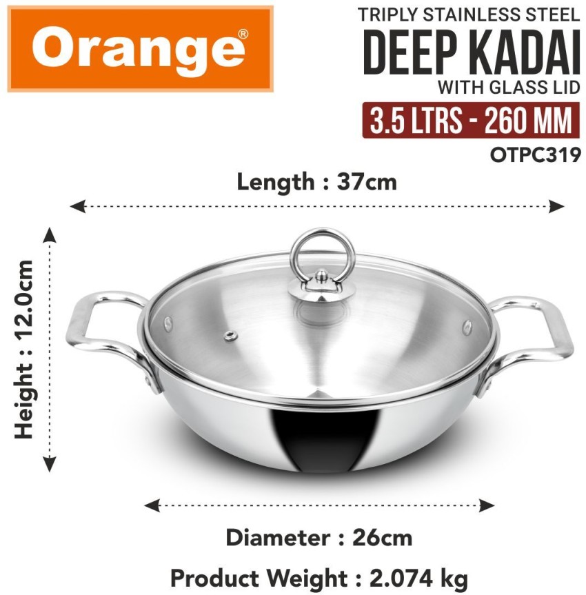 Usha Shriram Triply Stainless Steel Kadai with lid