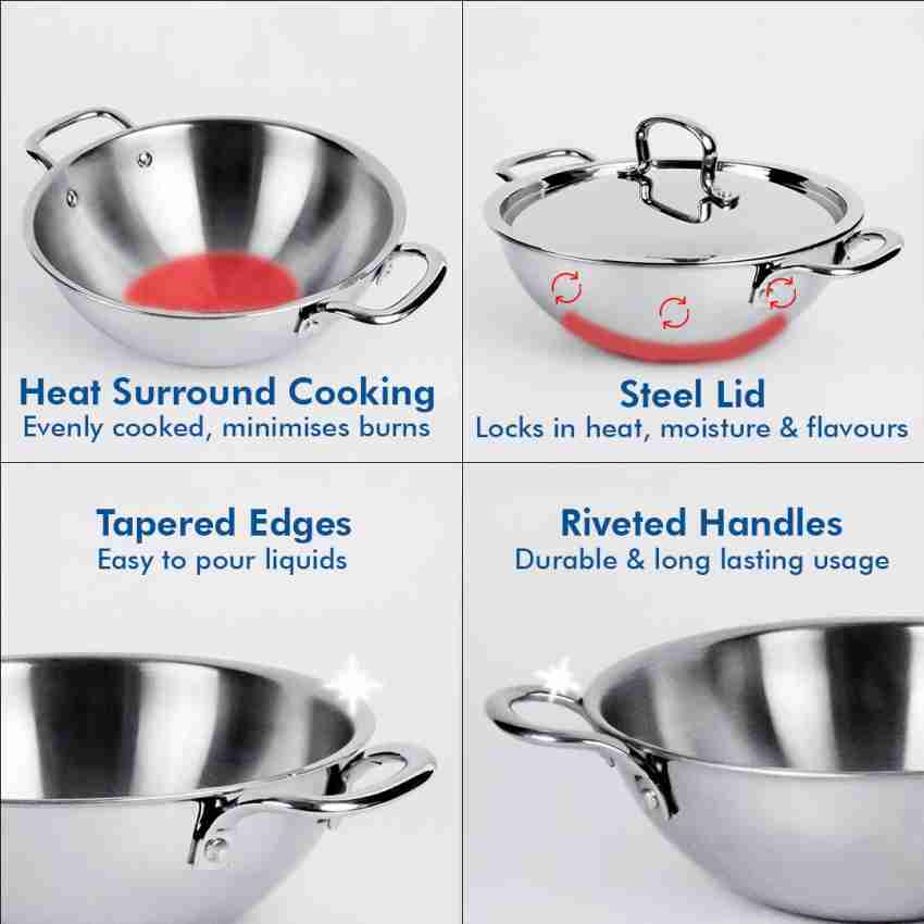 Stainless Steel Kadai Price: Buy Best Cookware - PotsandPans India