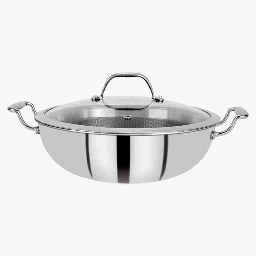 BERGNER Hitech Triply Stainless Steel Scratch Resistant Non Stick Kadai 2.5  Litrer Kadhai 25 cm diameter with Lid 2.5 L capacity Price in India - Buy  BERGNER Hitech Triply Stainless Steel Scratch