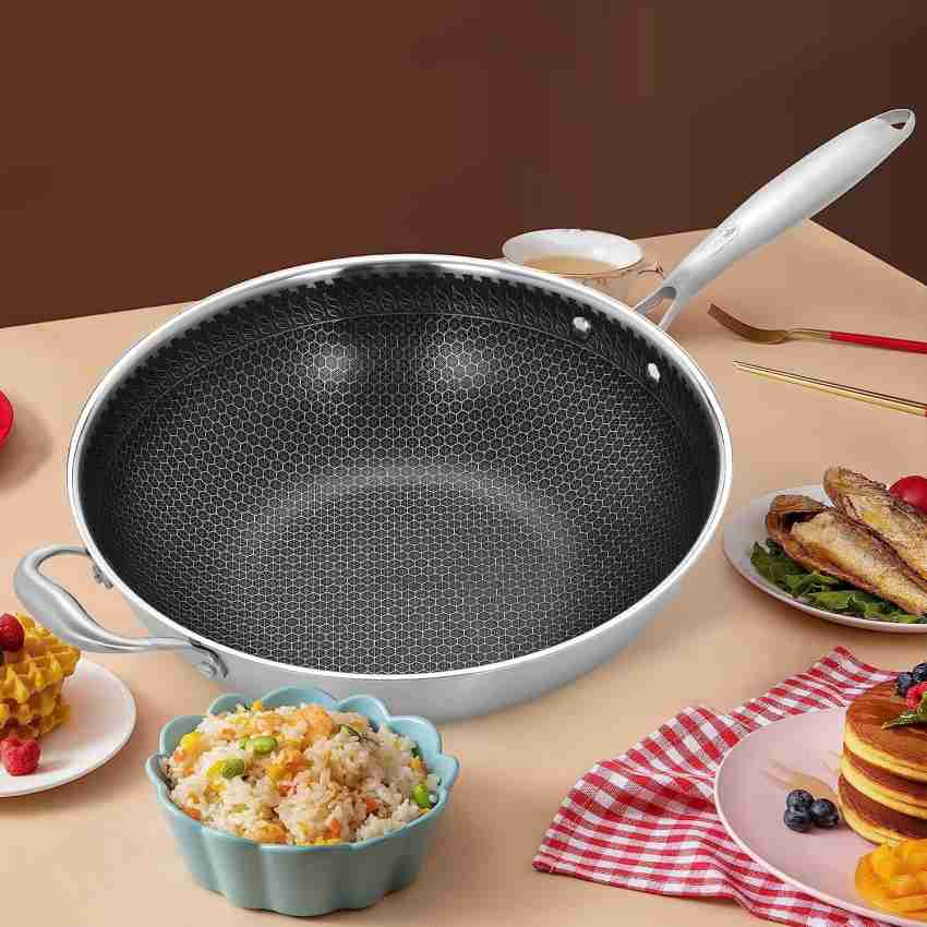 Impex Serene Triply Honeycomb Stainless Steel Kadai Pan 24 cm