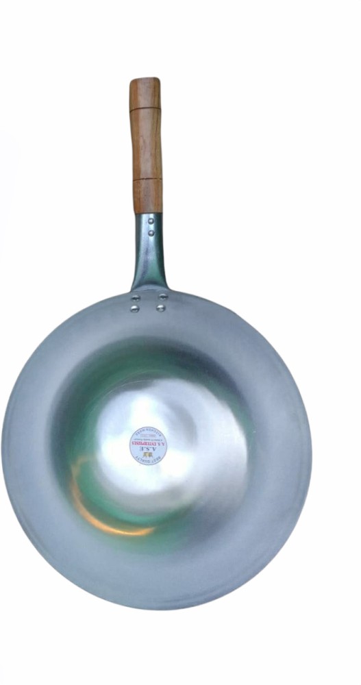 Indian Style Iron Kadai Frying Wok - 20 inch, Round with Handles