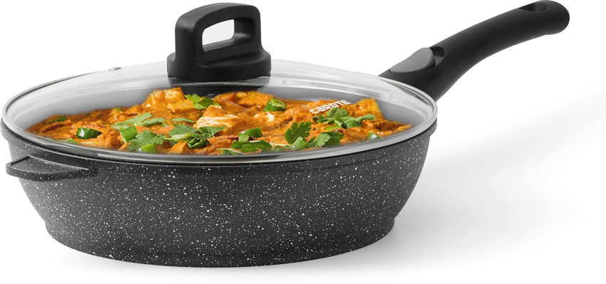 Buy Carote Non Stick Deep Frying Pan, Granite Kadai with Lid