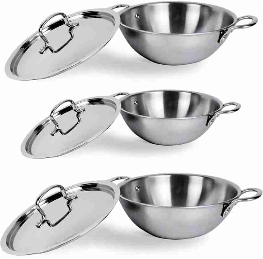 Usha Shriram Triply Stainless Steel Kadai with lid