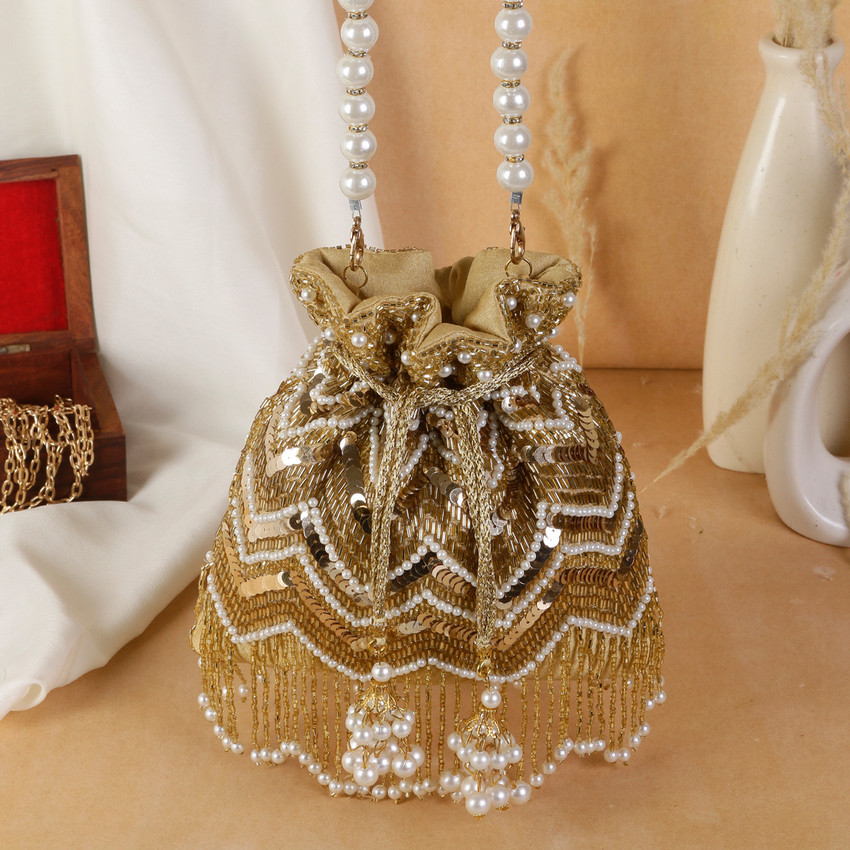 Swisni Designer Embroidered Traditional Style Potli Bag For Women Potli Golden Price in India Flipkart