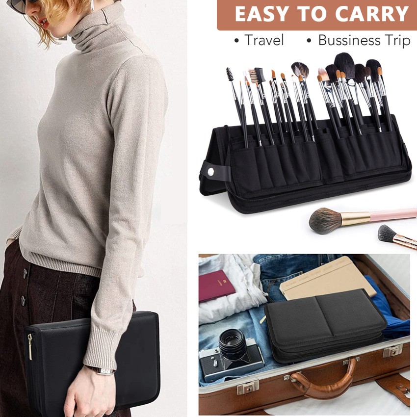 Portable Makeup Brush Organizer Makeup Brush Bag for Travel Can Hold 20+  Brushes Cosmetic Bag Makeup Brush Roll Up Case Pouch Holder for Woman