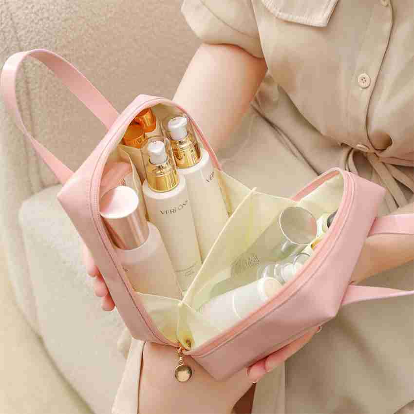 Luxula Mini Portable Handheld Cosmetic Bag for Women with Compartment Travel Makeup Bag Pink Price in India Flipkart