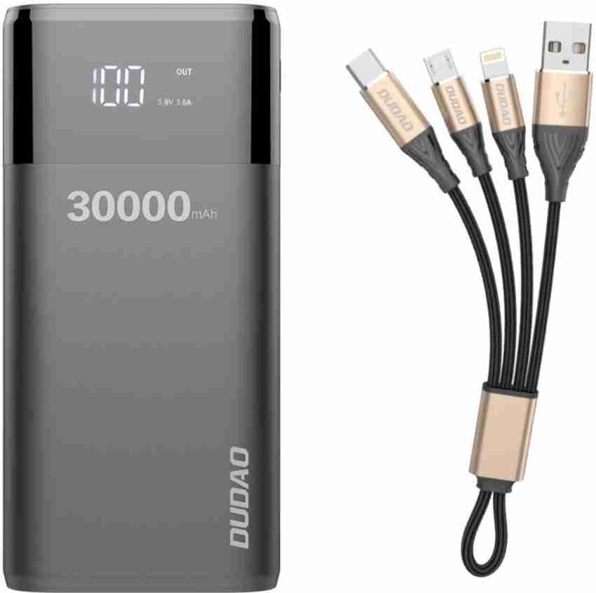 Lādētājs-akumulators (Power bank) Dudao, 30000 mAh, melna 