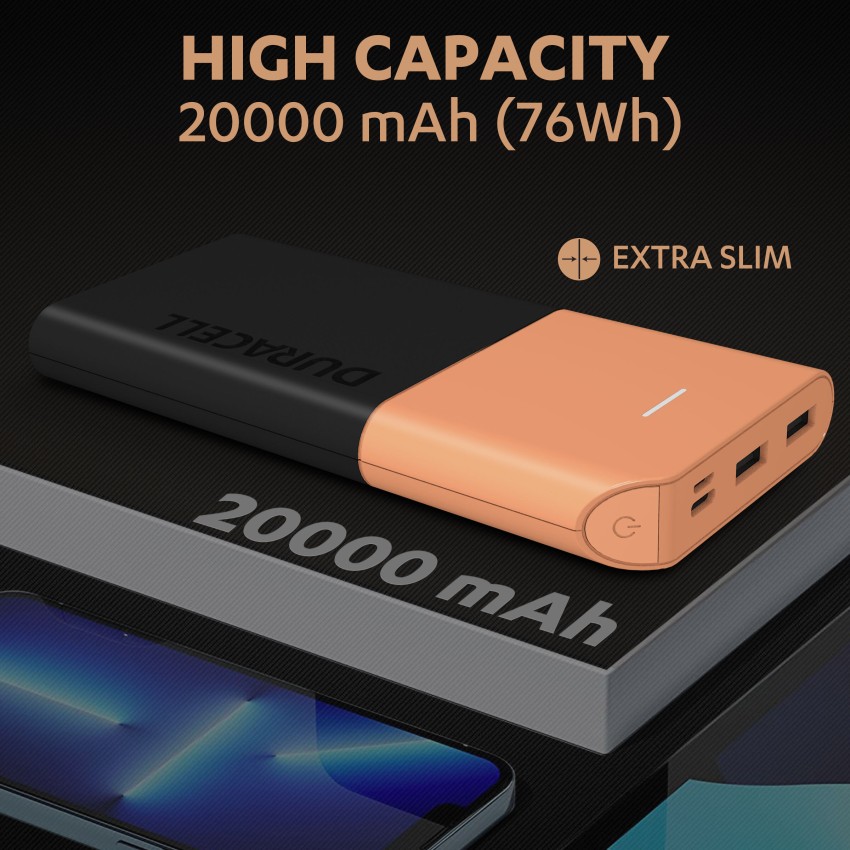 DURACELL 20000 mAh 22.5 W Power Bank Price in India - Buy DURACELL
