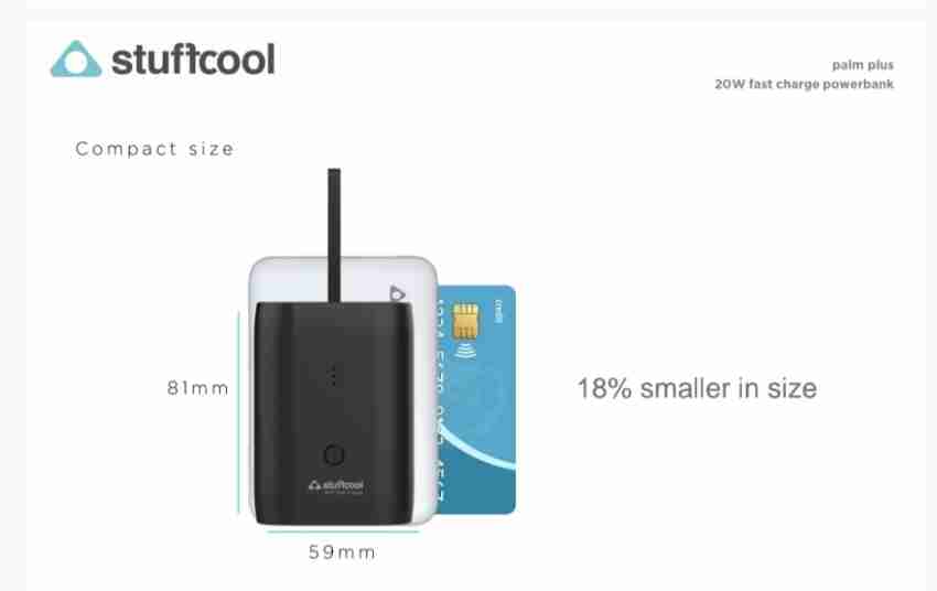 Stuffcool Palm Plus 10000 mAh Mini Power Bank with Built In Cables